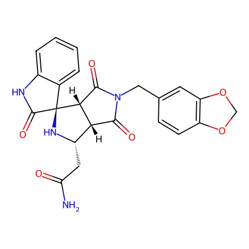 2-((1'R,3'S,3a'S,6a'R)-5'-(benzo[d][1,3]dioxol-5-ylmethyl)-2,4',6'-trioxo-3',3a',4',5',6',6a'-hexahydro-2'H-spiro[indoline-3,1'-pyrrolo[3,4-c]pyrrol]-3'-yl)acetamide structure