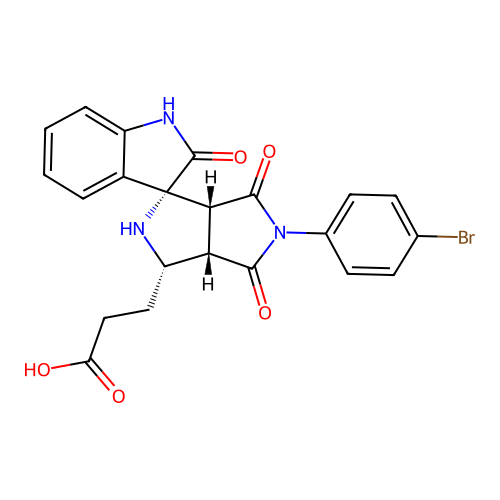 3-((1'R,3'S,3a'S,6a'R)-5'-(4-bromophenyl)-2,4',6'-trioxo-3',3a',4',5',6',6a'-hexahydro-2'H-spiro[indoline-3,1'-pyrrolo[3,4-c]pyrrol]-3'-yl)propanoic acid structure