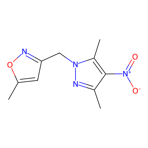 3-[(3,5-Dimethyl-4-nitro-1H-pyrazol-1-yl)methyl]-5-methylisoxazole structure