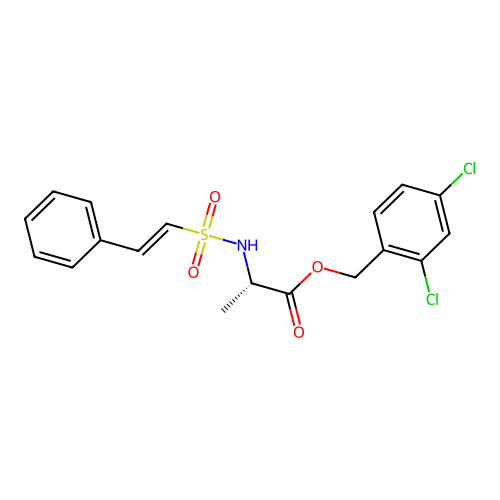 (2,4-dichlorophenyl)methyl (2S)-2-[[(E)-2-phenylethenyl]sulfonylamino]propanoate structure
