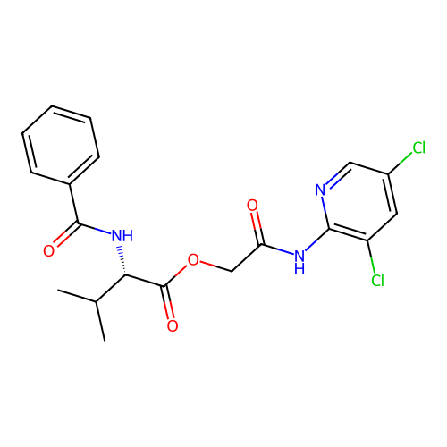 [2-[(3,5-dichloropyridin-2-yl)amino]-2-oxoethyl] (2S)-2-benzamido-3-methylbutanoate structure