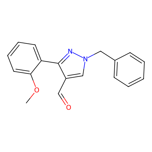 1-benzyl-3-(2-methoxyphenyl)-1H-pyrazole-4-carbaldehyde structure