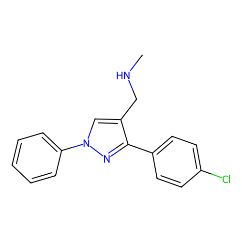 {[3-(4-chlorophenyl)-1-phenyl-1H-pyrazol-4-yl]methyl}(methyl)amine structure