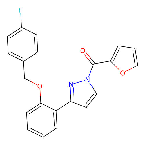 (3-{2-[(4-fluorobenzyl)oxy]phenyl}-1H-pyrazol-1-yl)(2-furyl)methanone structure