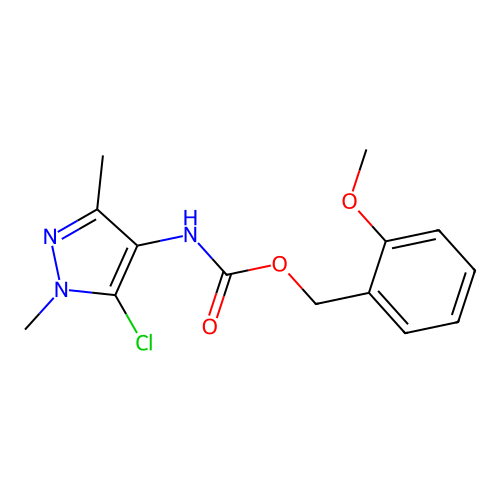 2-methoxybenzyl N-(5-chloro-1,3-dimethyl-1H-pyrazol-4-yl)carbamate structure