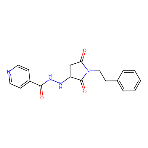 N'-[2,5-dioxo-1-(2-phenylethyl)pyrrolidin-3-yl]pyridine-4-carbohydrazide structure
