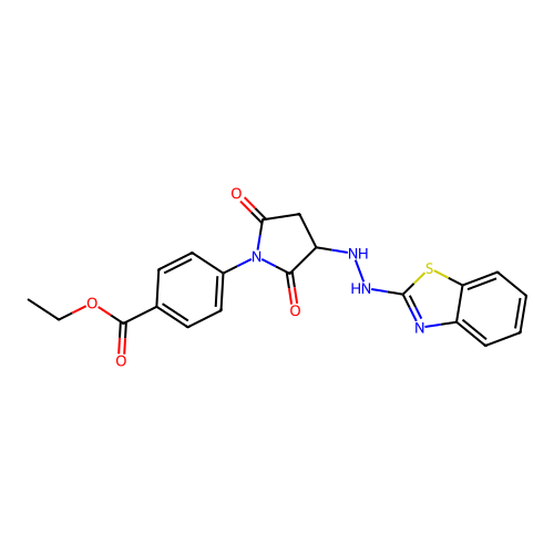 ethyl 4-{3-[2-(1,3-benzothiazol-2-yl)hydrazinyl]-2,5-dioxopyrrolidin-1-yl}benzoate structure