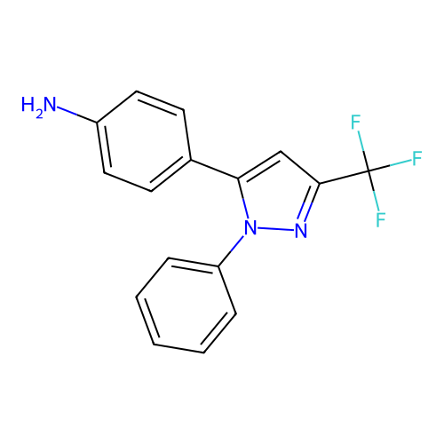 4-[2-Phenyl-5-(trifluoromethyl)pyrazol-3-yl]aniline structure