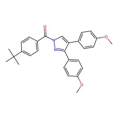[3,4-Bis(4-methoxyphenyl)pyrazol-1-yl]-(4-tert-butylphenyl)methanone structure