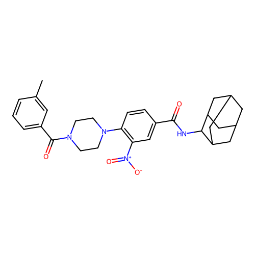 4-{4-[(3-methylphenyl)carbonyl]piperazin-1-yl}-3-nitro-N-(tricyclo[3.3.1.1~3,7~]dec-2-yl)benzamide structure