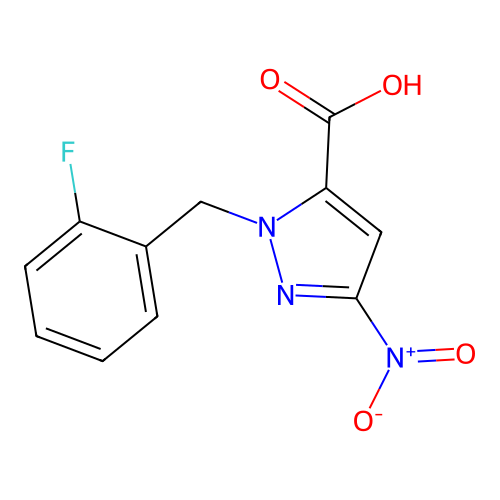 1-(2-fluorobenzyl)-3-nitro-1H-pyrazole-5-carboxylic acid structure