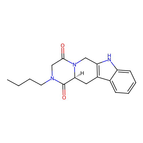 (12aS)-2-butyl-2,3,6,7,12,12a-hexahydropyrazino[1',2':1,6]pyrido[3,4-b]indole-1,4-dione structure