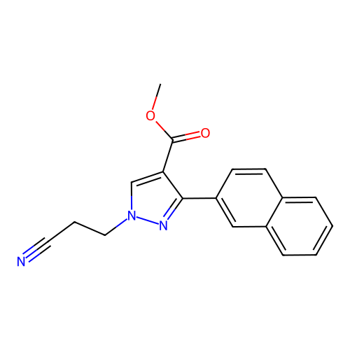 Methyl 1-(2-cyanoethyl)-3-naphthalen-2-ylpyrazole-4-carboxylate structure