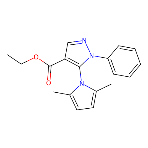 ethyl 5-(2,5-dimethyl-1H-pyrrol-1-yl)-1-phenyl-1H-pyrazole-4-carboxylate structure