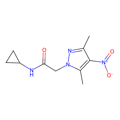 N-cyclopropyl-2-(3,5-dimethyl-4-nitro-1H-pyrazol-1-yl)acetamide structure