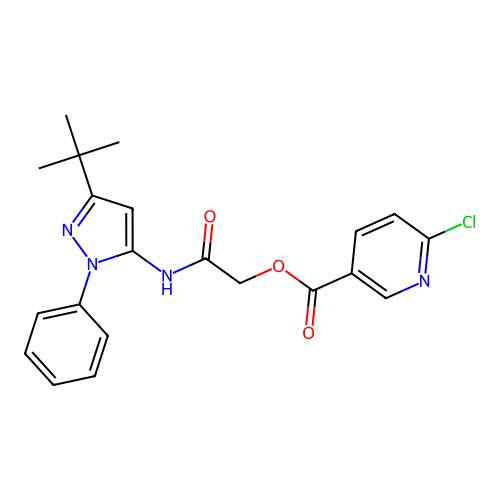 [(3-tert-butyl-1-phenyl-1H-pyrazol-5-yl)carbamoyl]methyl 6-chloropyridine-3-carboxylate structure