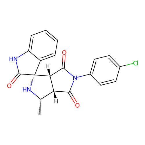 (1'S,3'S,3a'S,6a'R)-5'-(4-chlorophenyl)-3'-methyl-3',3a'-dihydro-2'H-spiro[indoline-3,1'-pyrrolo[3,4-c]pyrrole]-2,4',6'(5'H,6a'H)-trione structure