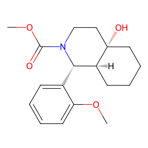 methyl (1R,4aS,8aS)-4a-hydroxy-1-(2-methoxyphenyl)octahydroisoquinoline-2(1H)-carboxylate structure