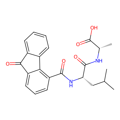 N-[(9-oxo-9H-fluoren-4-yl)carbonyl]-L-leucyl-L-alanine structure