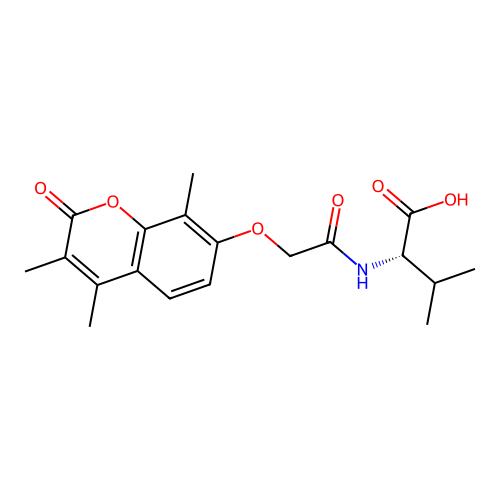 (2S)-3-Methyl-2-{2-[(3,4,8-trimethyl-2-oxo-2H-chromen-7-yl)oxy]acetamido}butanoic acid structure