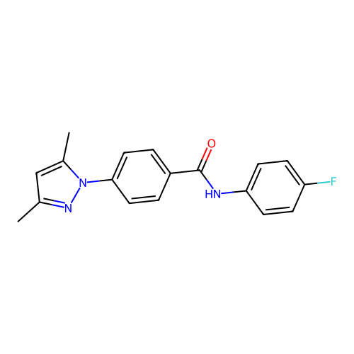 4-(3,5-dimethyl-1H-pyrazol-1-yl)-N-(4-fluorophenyl)benzamide structure