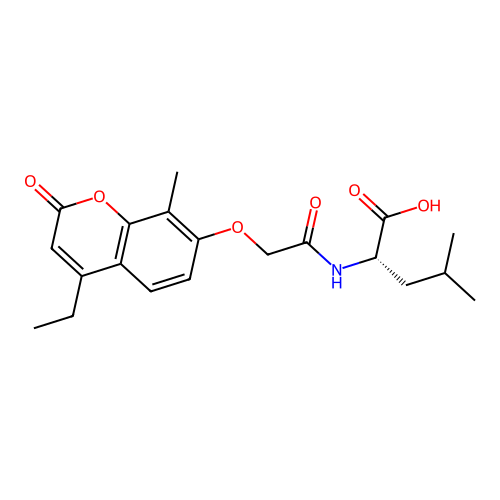 N-{[(4-ethyl-8-methyl-2-oxo-2H-chromen-7-yl)oxy]acetyl}-L-leucine structure
