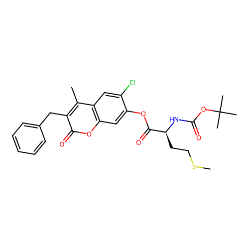 (S)-3-benzyl-6-chloro-4-methyl-2-oxo-2H-chromen-7-yl 2-((tert-butoxycarbonyl)amino)-4-(methylthio)butanoate structure