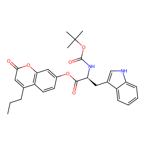 (S)-2-oxo-4-propyl-2H-chromen-7-yl 2-((tert-butoxycarbonyl)amino)-3-(1H-indol-3-yl)propanoate structure