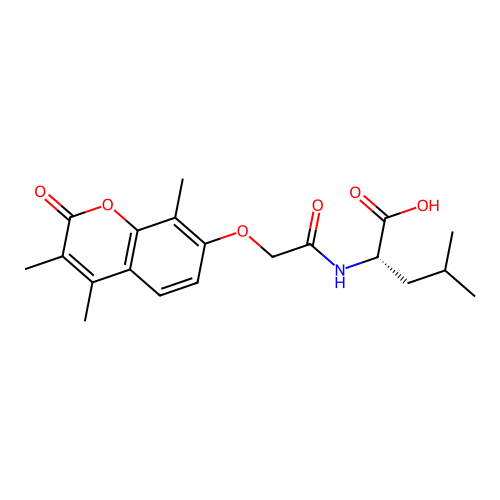 N-{[(3,4,8-trimethyl-2-oxo-2H-chromen-7-yl)oxy]acetyl}-L-leucine structure