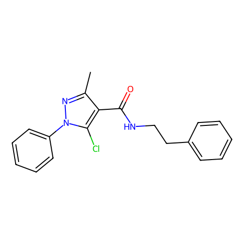 5-chloro-3-methyl-1-phenyl-N-(2-phenylethyl)-1H-pyrazole-4-carboxamide structure