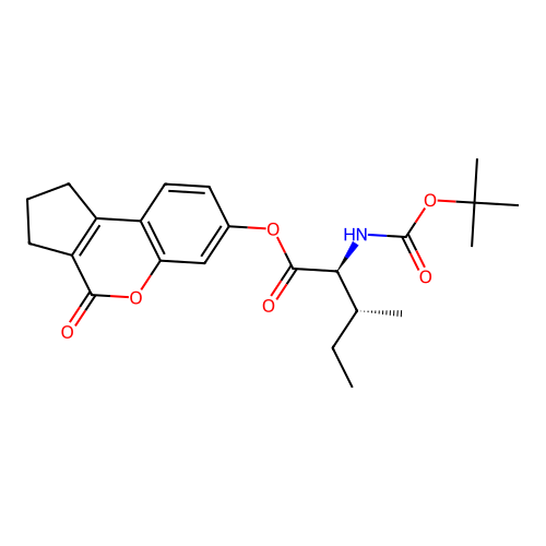 (2S,3R)-4-oxo-1,2,3,4-tetrahydrocyclopenta[c]chromen-7-yl 2-((tert-butoxycarbonyl)amino)-3-methylpentanoate structure