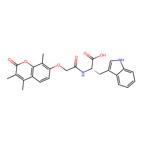 N-{[(3,4,8-trimethyl-2-oxo-2H-chromen-7-yl)oxy]acetyl}-L-tryptophan structure