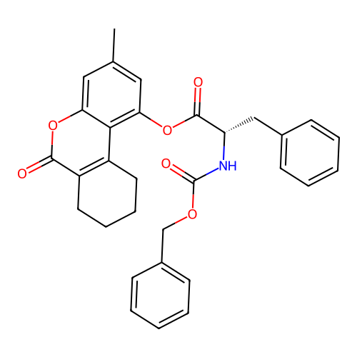 (S)-3-methyl-6-oxo-7,8,9,10-tetrahydro-6H-benzo[c]chromen-1-yl 2-(((benzyloxy)carbonyl)amino)-3-phenylpropanoate structure