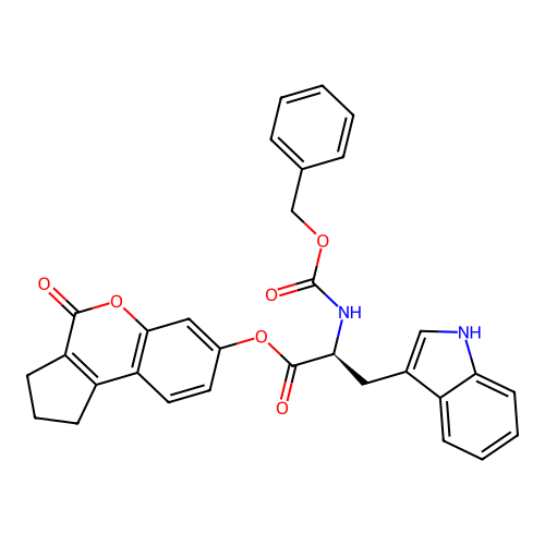 (S)-4-oxo-1,2,3,4-tetrahydrocyclopenta[c]chromen-7-yl 2-(((benzyloxy)carbonyl)amino)-3-(1H-indol-3-yl)propanoate structure