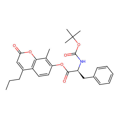 (S)-8-methyl-2-oxo-4-propyl-2H-chromen-7-yl 2-((tert-butoxycarbonyl)amino)-3-phenylpropanoate structure