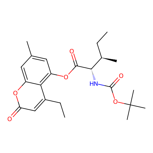 (2S,3R)-4-ethyl-7-methyl-2-oxo-2H-chromen-5-yl 2-((tert-butoxycarbonyl)amino)-3-methylpentanoate structure