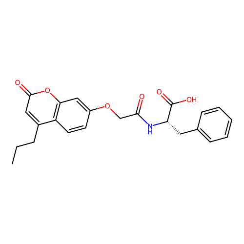 N-{[(2-oxo-4-propyl-2H-chromen-7-yl)oxy]acetyl}-L-phenylalanine structure