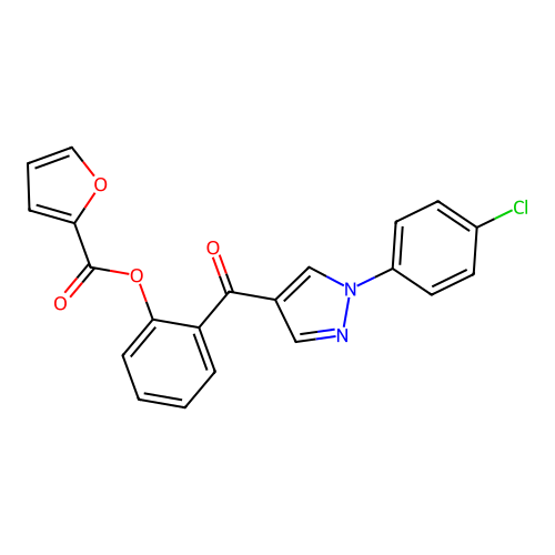 2-{[1-(4-chlorophenyl)-1H-pyrazol-4-yl]carbonyl}phenyl 2-furoate structure