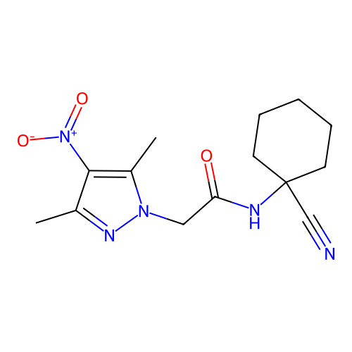 N-(1-cyanocyclohexyl)-2-(3,5-dimethyl-4-nitropyrazol-1-yl)acetamide structure
