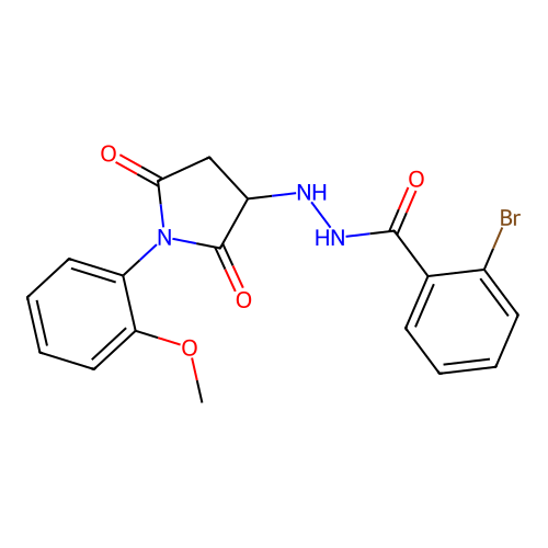 2-bromo-N'-[1-(2-methoxyphenyl)-2,5-dioxopyrrolidin-3-yl]benzohydrazide structure