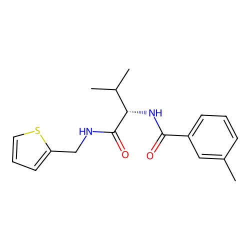 3-methyl-N-[(2S)-3-methyl-1-oxo-1-(thiophen-2-ylmethylamino)butan-2-yl]benzamide structure
