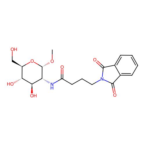 methyl 2-deoxy-2-{[4-(1,3-dioxo-1,3-dihydro-2H-isoindol-2-yl)butanoyl]amino}-alpha-D-glucopyranoside structure