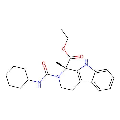 ethyl (1S)-2-(cyclohexylcarbamoyl)-1-methyl-2,3,4,9-tetrahydro-1H-beta-carboline-1-carboxylate structure