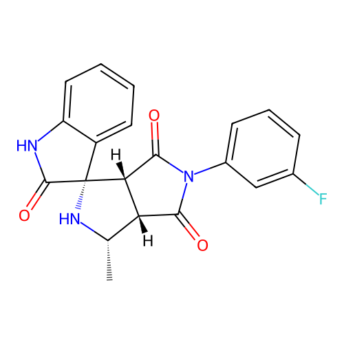 (1'S,3'S,3a'S,6a'R)-5'-(3-fluorophenyl)-3'-methyl-3',3a'-dihydro-2'H-spiro[indoline-3,1'-pyrrolo[3,4-c]pyrrole]-2,4',6'(5'H,6a'H)-trione structure