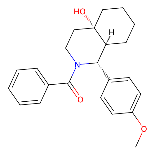 [(1R,4aS,8aS)-4a-hydroxy-1-(4-methoxyphenyl)-1,3,4,5,6,7,8,8a-octahydroisoquinolin-2-yl]-phenylmethanone structure