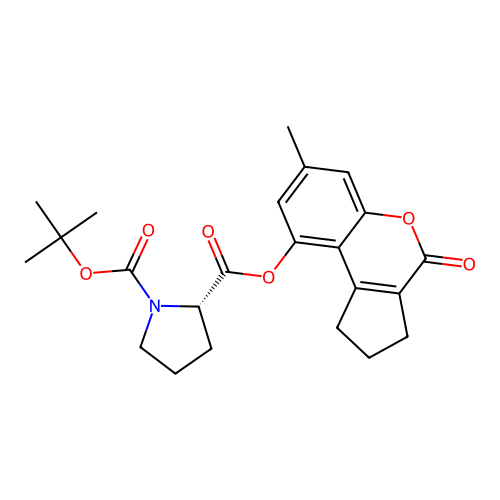 (S)-1-tert-butyl 2-(7-methyl-4-oxo-1,2,3,4-tetrahydrocyclopenta[c]chromen-9-yl) pyrrolidine-1,2-dicarboxylate structure