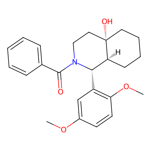 [(1R,4aS,8aS)-1-(2,5-dimethoxyphenyl)-4a-hydroxy-1,3,4,5,6,7,8,8a-octahydroisoquinolin-2-yl]-phenylmethanone structure