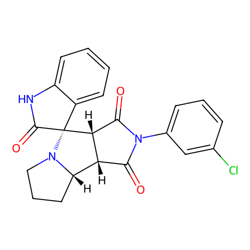 (3S,3'aR,8'aS,8'bS)-2'-(3-chlorophenyl)spiro[1H-indole-3,4'-3a,6,7,8,8a,8b-hexahydropyrrolo[3,4-a]pyrrolizine]-1',2,3'-trione structure