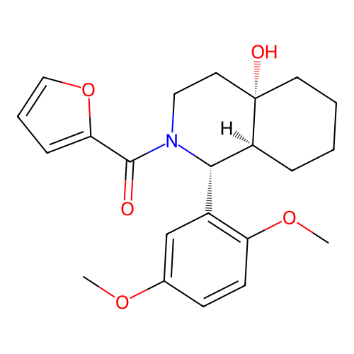 [(1R,4aS,8aS)-1-(2,5-dimethoxyphenyl)-4a-hydroxy-1,3,4,5,6,7,8,8a-octahydroisoquinolin-2-yl]-(furan-2-yl)methanone structure