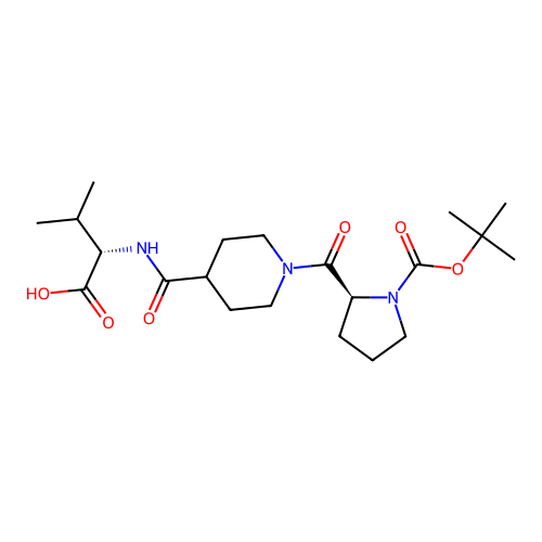 N-({1-[1-(tert-butoxycarbonyl)-L-prolyl]piperidin-4-yl}carbonyl)-L-valine structure